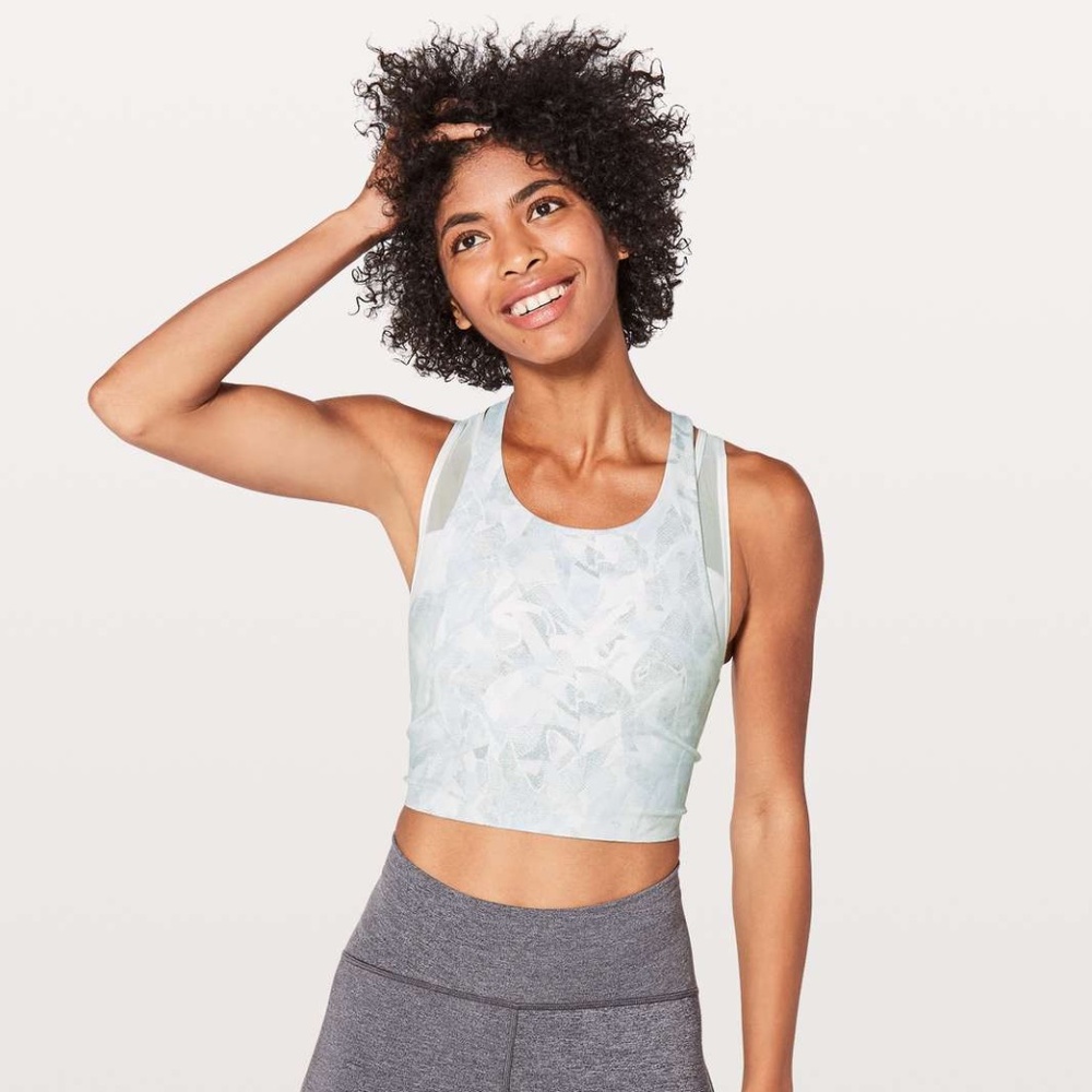 Lululemon Break Free Tank (Size 4) Jasmine White Multi/White 2-in-1 Tank EUC